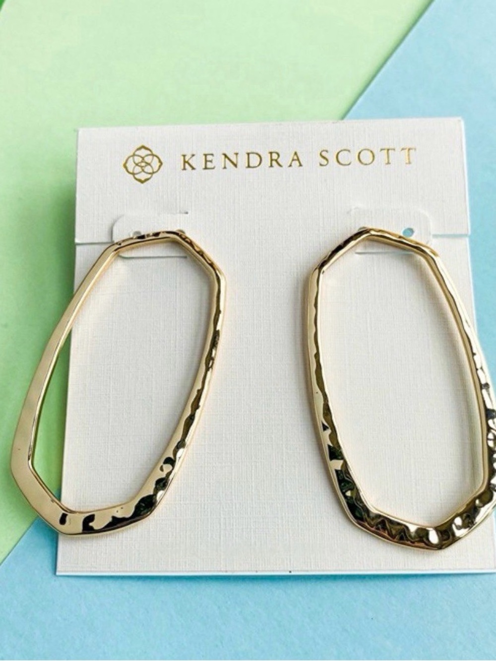 NEW Kendra Scott Zorte Gold-Tone Oval Open Frame Stud Post Earrings